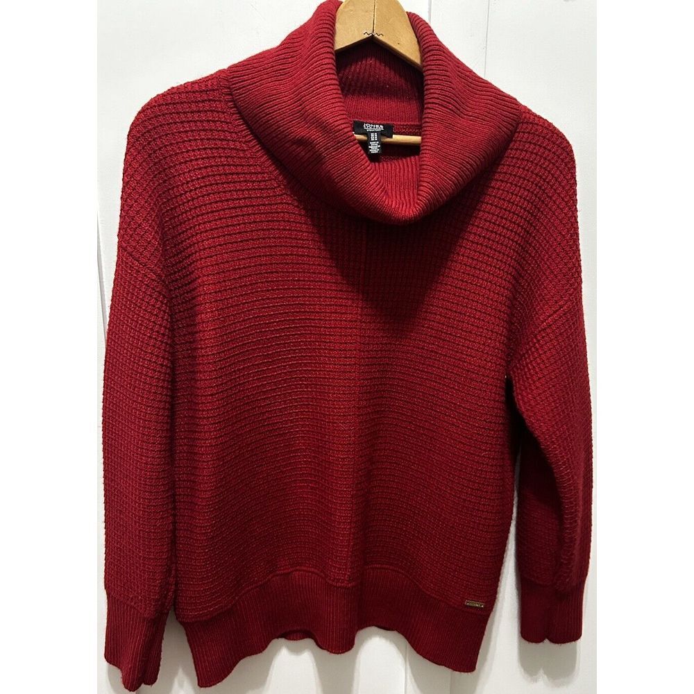 Jones New York Signature Medium Red Cowl Neck Turtleneck Sweater Career Work‎